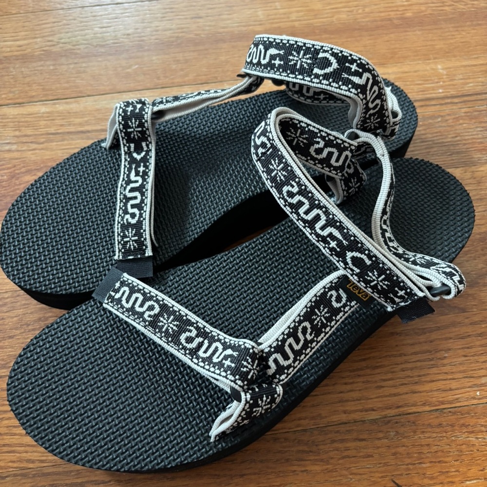 Teva Black and White Strappy Sandals